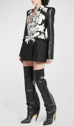 Flowering Girl Women Damask Dripping Blazer Mini Dress in black