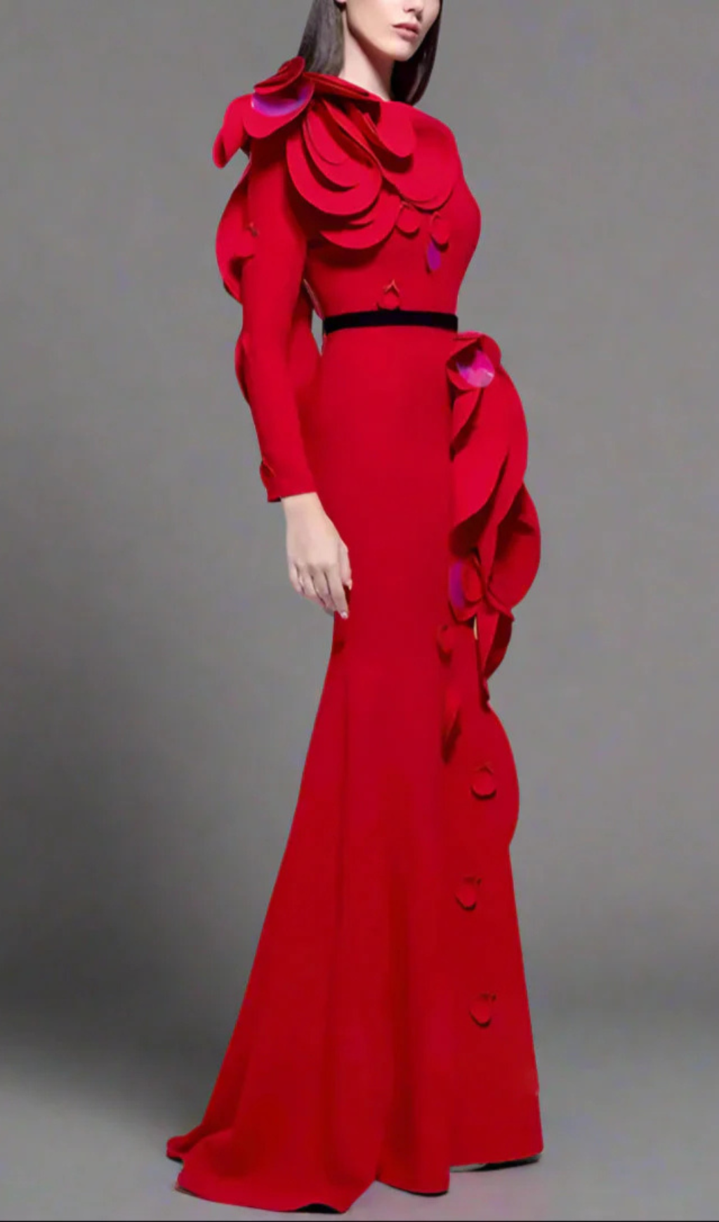 Flowering Girl Women floral belted maxi dress in red