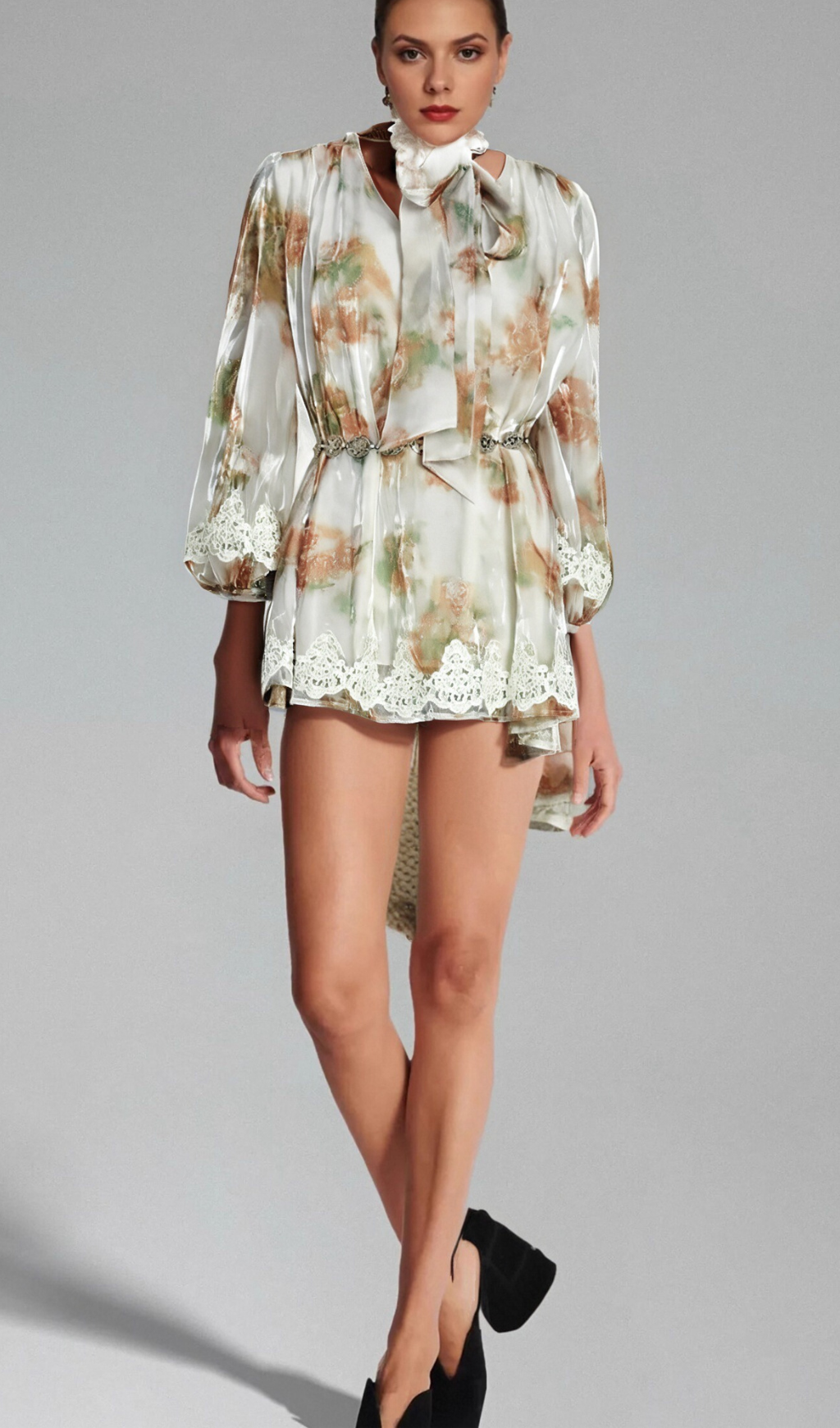 Flowering Girl Women Delphine faux-pearl embellished mini dress in Neutrals