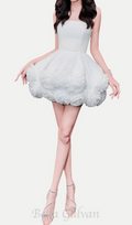 Flowering Girl Women Sebast Flower Strapless Velvet Mini Dress in White