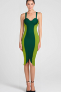 Flowering Girl Women GREEN BANDAGE SLIP MIDI DRESS