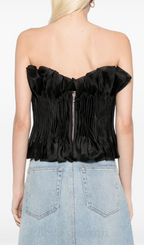 Flowering Girl Women print ruffle trim top in black