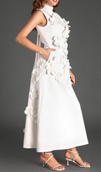 Flowering Girl Women Annona White Flower Embellished Maxi Dress