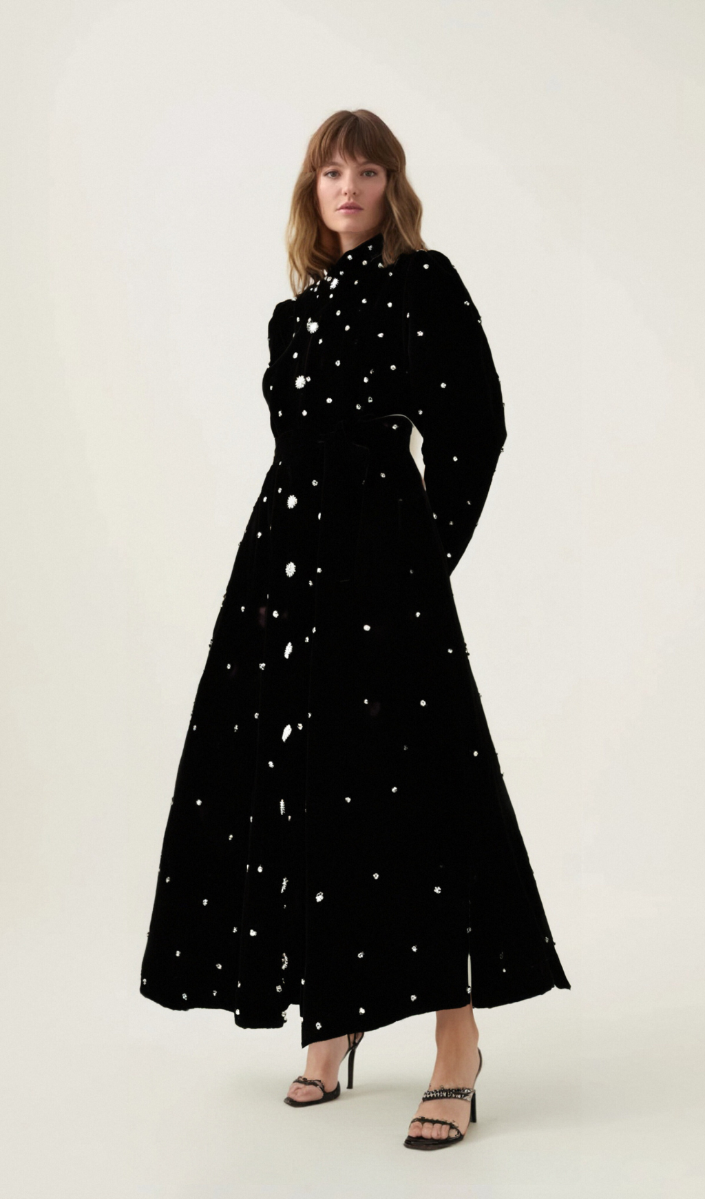 Flowering Girl Women Lola black embellished velvet midi dress