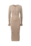 lauren Gold Lurex Ribbed Knit Midi Dress