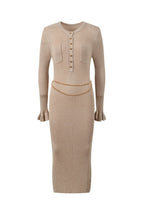 lauren Gold Lurex Ribbed Knit Midi Dress