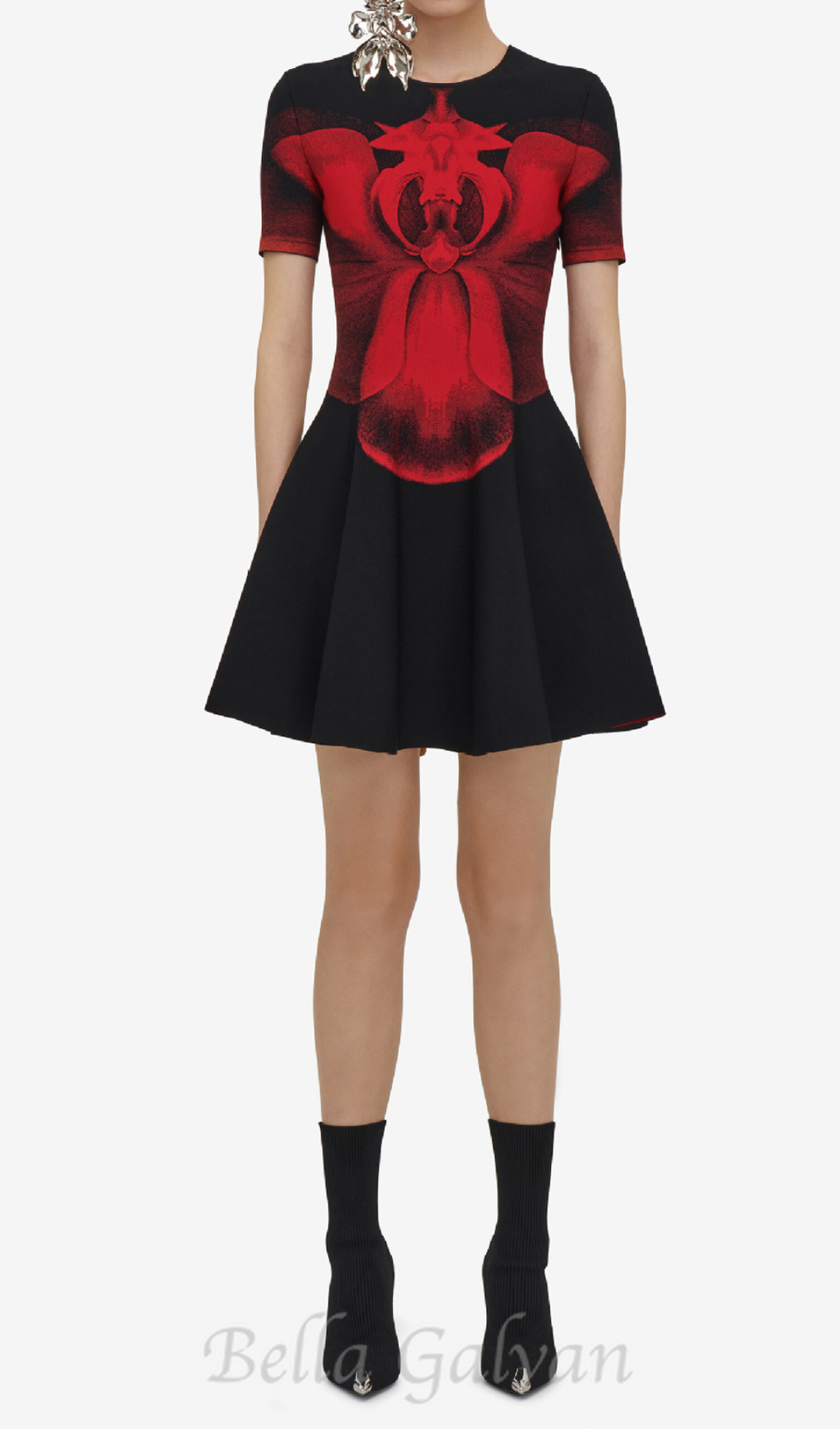 Flowering Girl Women Jacquard-knit mini dress in black