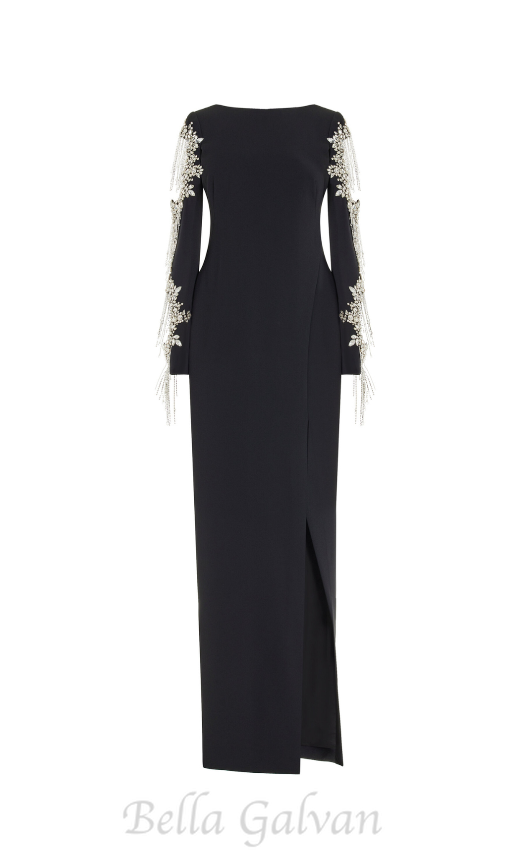 Flowering Girl Women Crystal-Embellished Crepe Gown in black