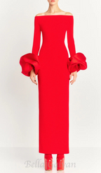 Flowering Girl Women Olindan Off Shoulder Maxi Dress in Red