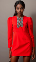 Flowering Girl Women Clemence red studded-bow split mini dress