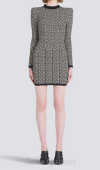 Flowering Girl Women Short bicolor jacquard mini dress with monogram