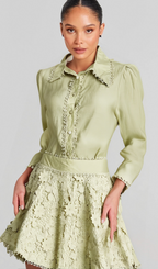 Flowering Girl Women Hélène floral embroidered shirt & skirt matching set