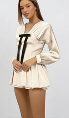 Flowering Girl Women Lina white bowknot glitter-detail mini dress