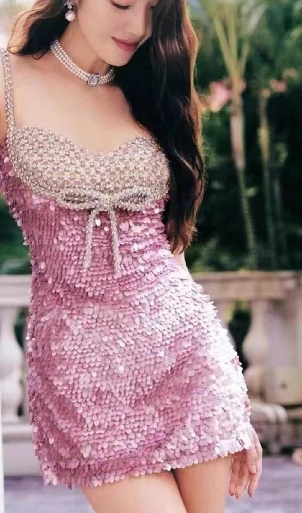 Flowering Girl Women Embellished Sequin Mini Dress In Pink