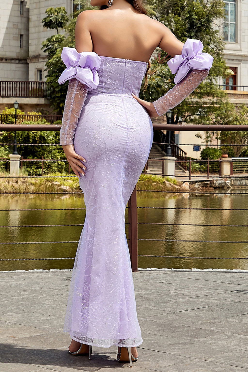 Flowering Girl Women Sequin Mermaid Maxi Dresses In Purple
