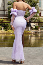 Flowering Girl Women Sequin Mermaid Maxi Dresses In Purple