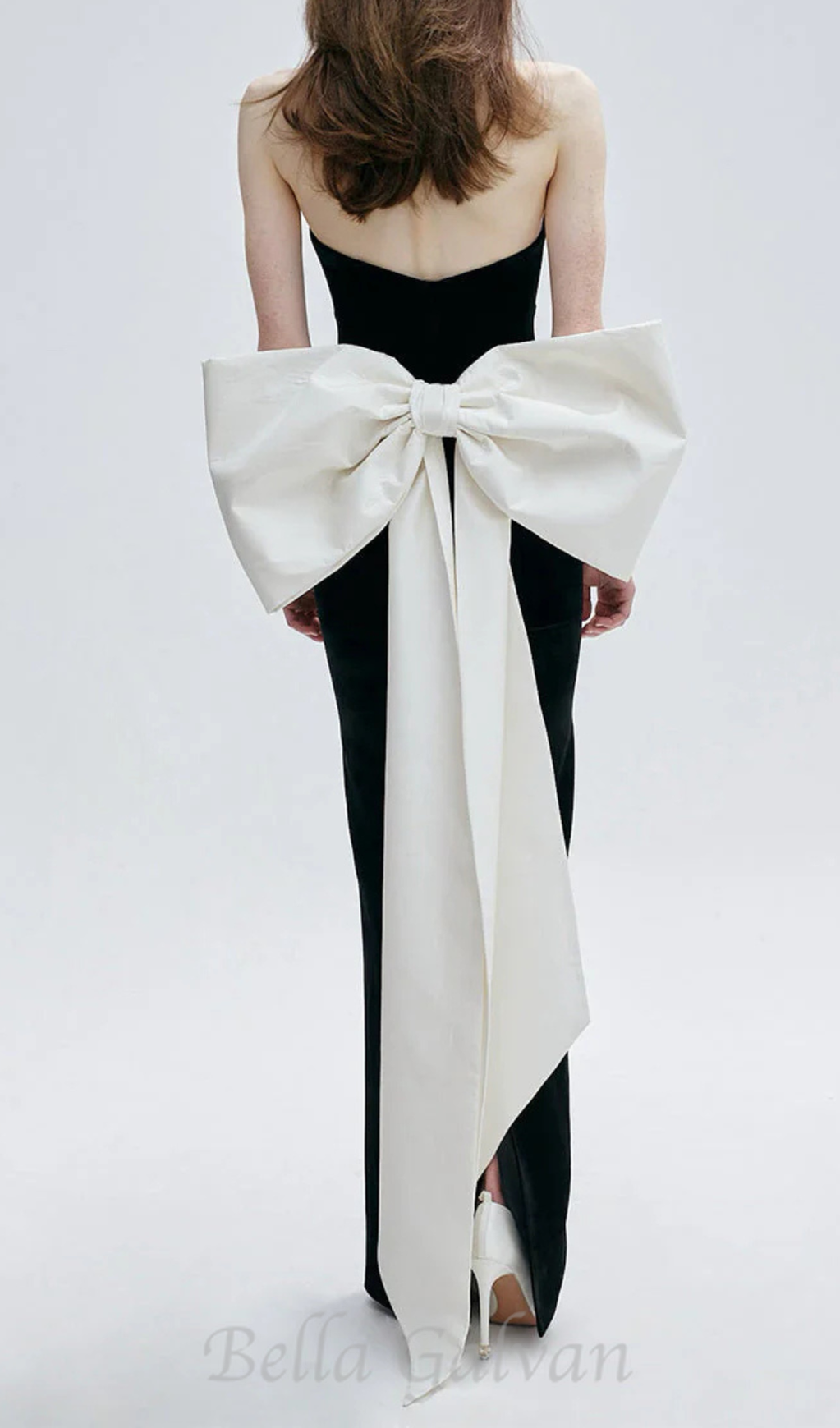 Flowering Girl Women hermosa silk strapless bow gown in black