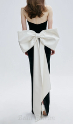 Flowering Girl Women hermosa silk strapless bow gown in black