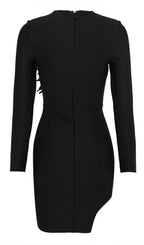Flowering Girl Women Embellished Long Sleeve Bandage Mini Dress In Black