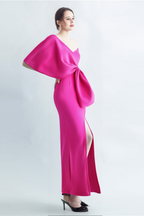 Flowering Girl Women Pink Bow-Knot Midi Dress