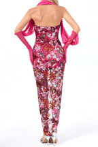 Flowering Girl Women Ziegler Strapless Floral Split Midi Dress In Red