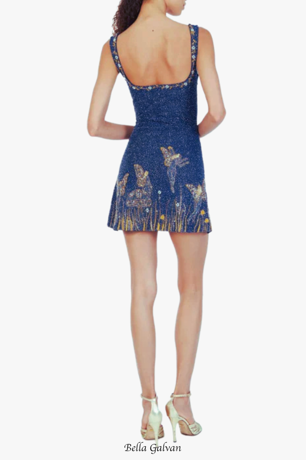 Flowering Girl Women Sylvia Rhinestone Embellished Sky Mini Dress in blue