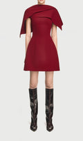 Flowering Girl Women A-line Red mini dress with asymmetrical shoulder pleat