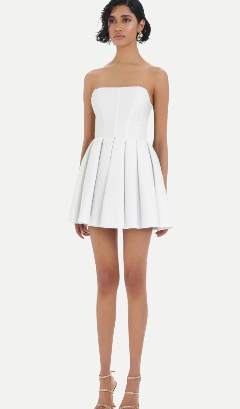 Flowering Girl Women alyssa white strapless pleated mini dress