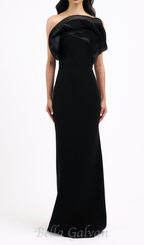 Flowering Girl Women off-shoulder ruffle trim maxi dress in black