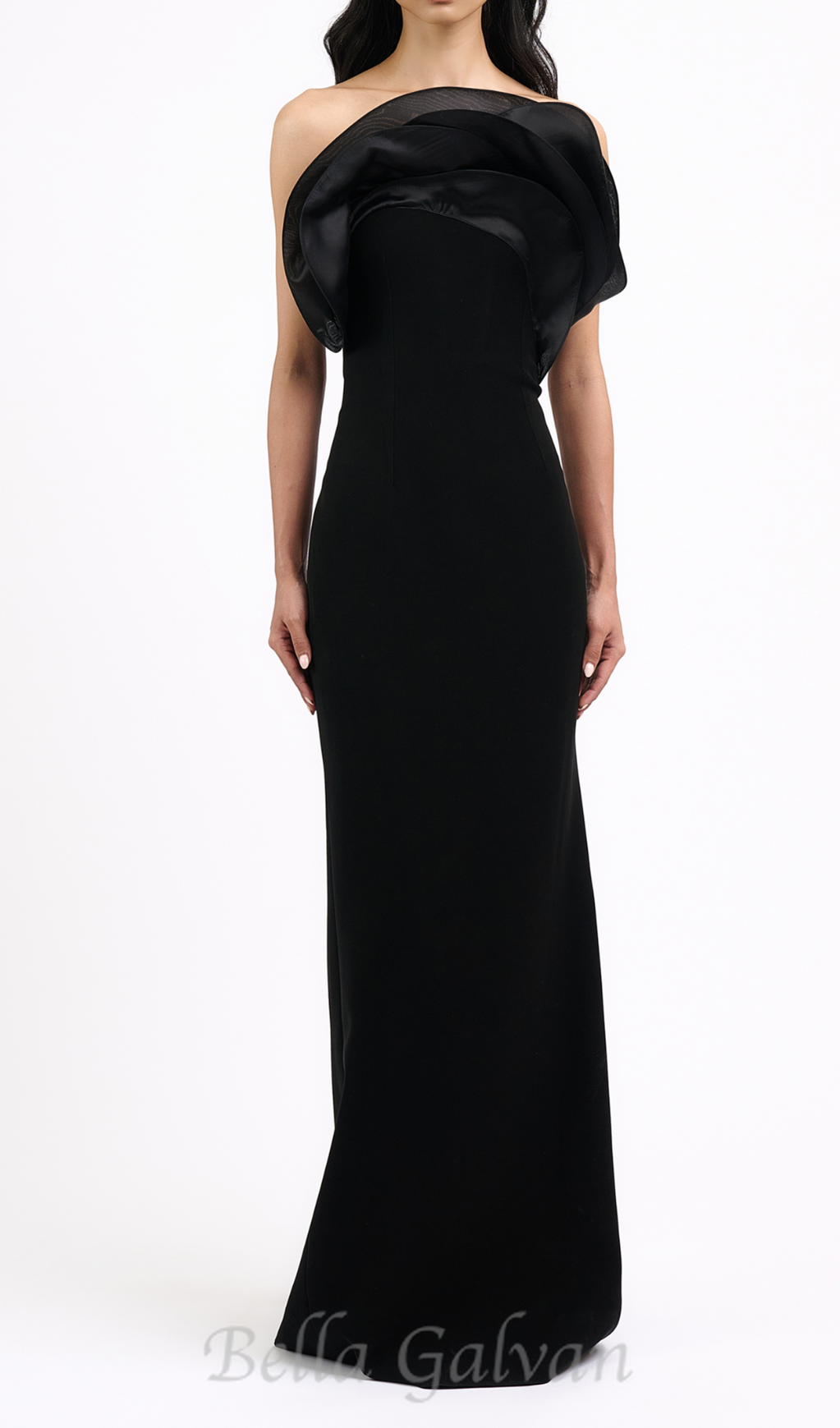 Flowering Girl Women off-shoulder ruffle trim maxi dress in black
