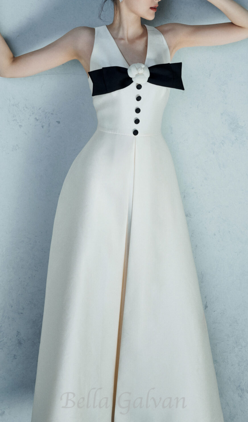 Flowering Girl Women flower embellished bow midi dress in white
