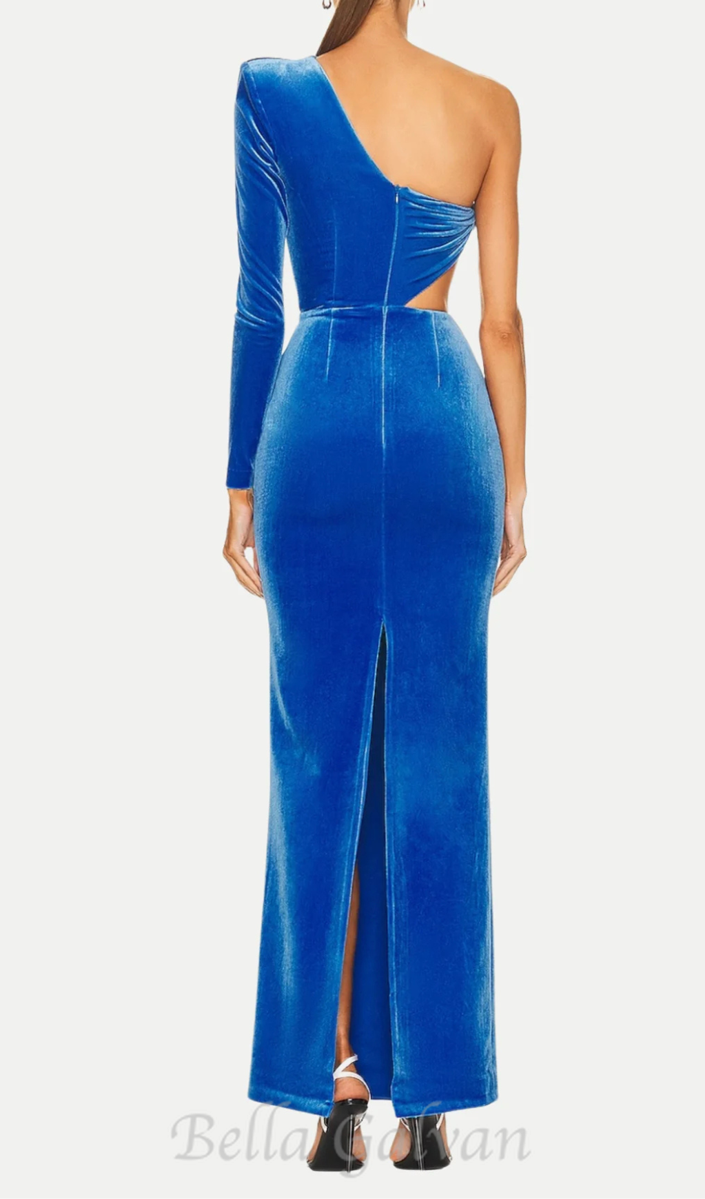 Flowering Girl Women Gianni One Shoulder Velvet Cutout Maxi Dress
