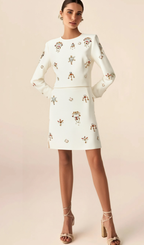 Flowering Girl Women Jeanne white crystal-embellished top & skirt matching set