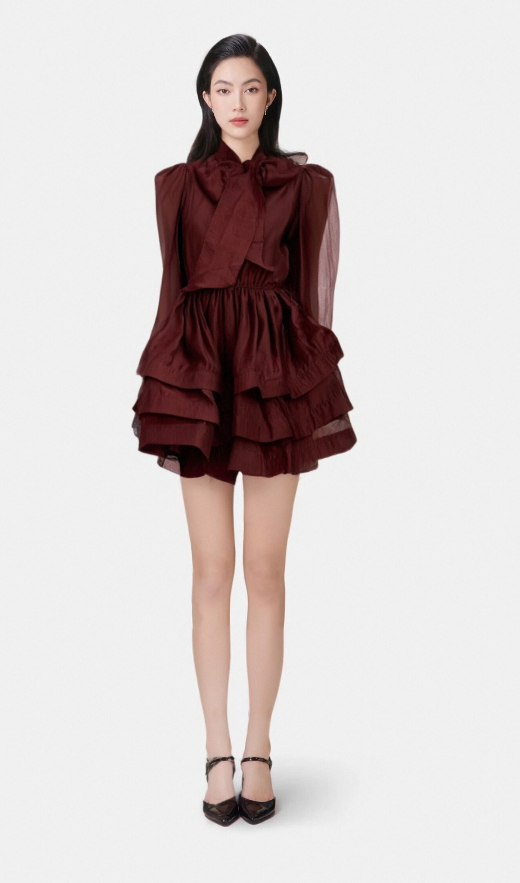 Flowering Girl Women Élodie tiered flared mini dress in Red