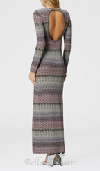 Flowering Girl Women multicolor maxi dress with lamé greek motif