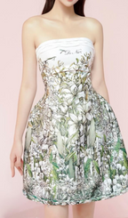 Flowering Girl Women A-Line Straight Across Neck Twisted Woven Mini Dress