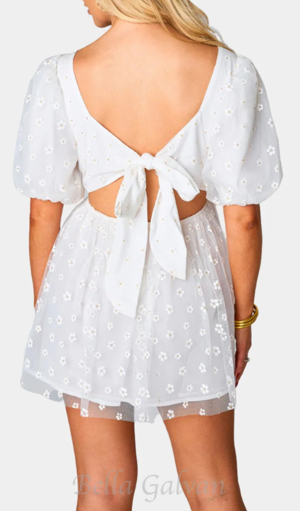 Flowering Girl Women Hannah Elastic Waist Mini Dress in white