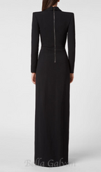 Flowering Girl Women melissa v neck long blazer dress in black
