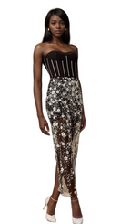 Flowering Girl Women Ophélie black sequined flower corset midi dress