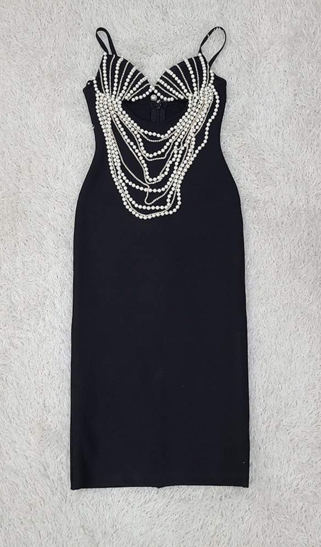 Flowering Girl Women Pearl Embellished Midi Dress