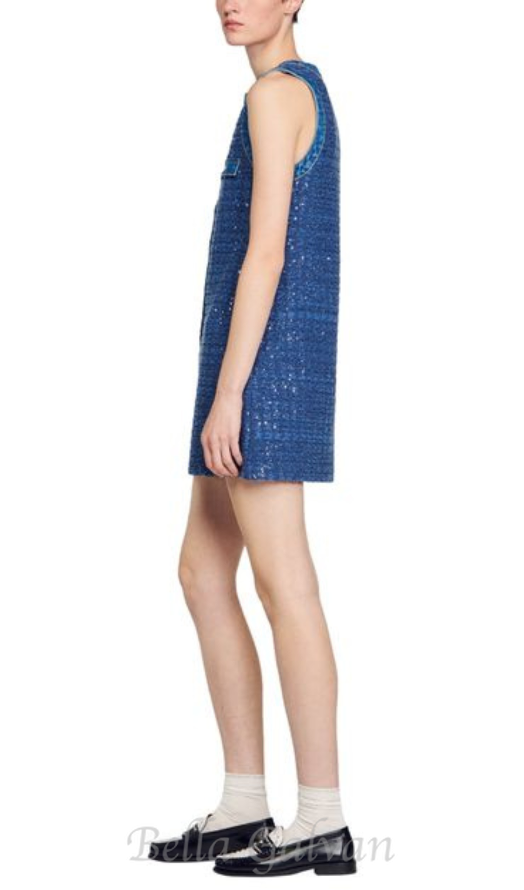 Flowering Girl Women Palmare Tweed mini Dress in blue