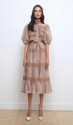 Flowering Girl Women Inès lace cut-out tiered midi dress
