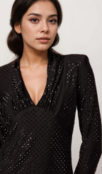 Flowering Girl Women Mariasole embellished plunging V-neck studded mini dress
