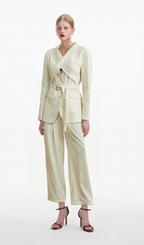 Flowering Girl Women Jasmine white neck-tie wrapped blazer
