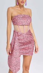 Flowering Girl Women Sequin Mesh Ruched Mini Dress
