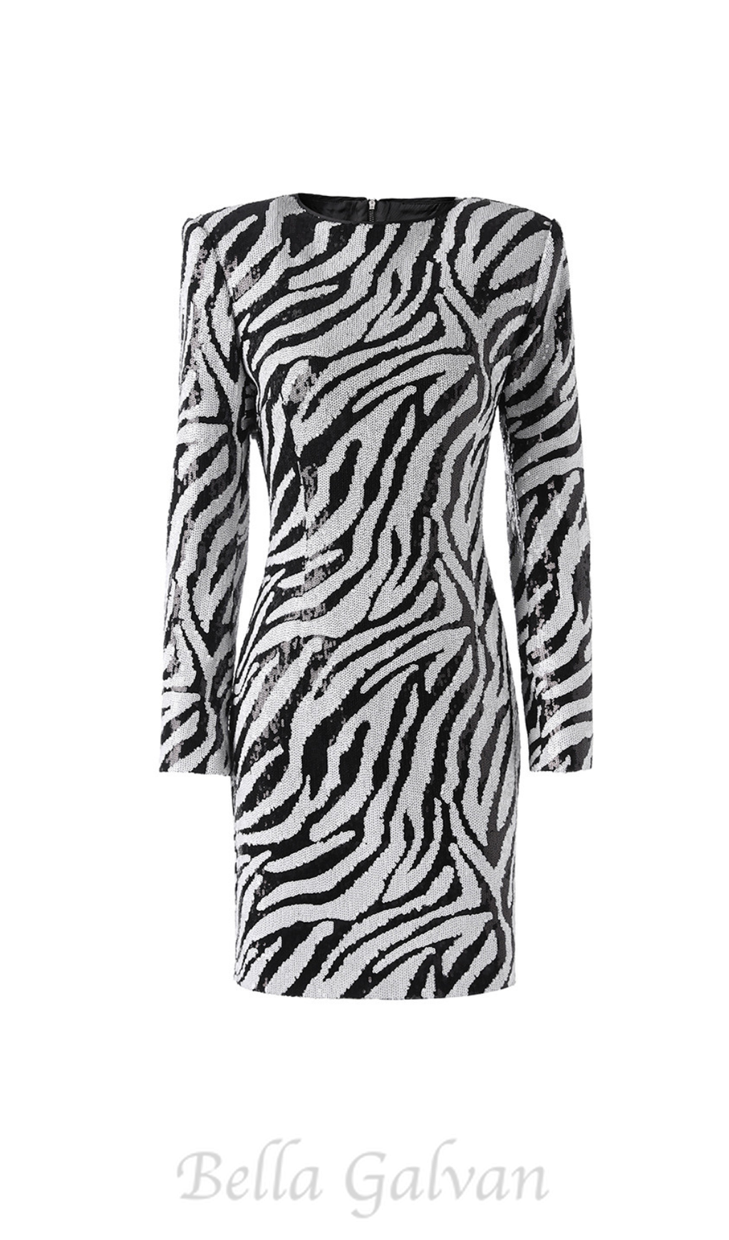 Flowering Girl Women Short two-tone zebra sequin mini dress