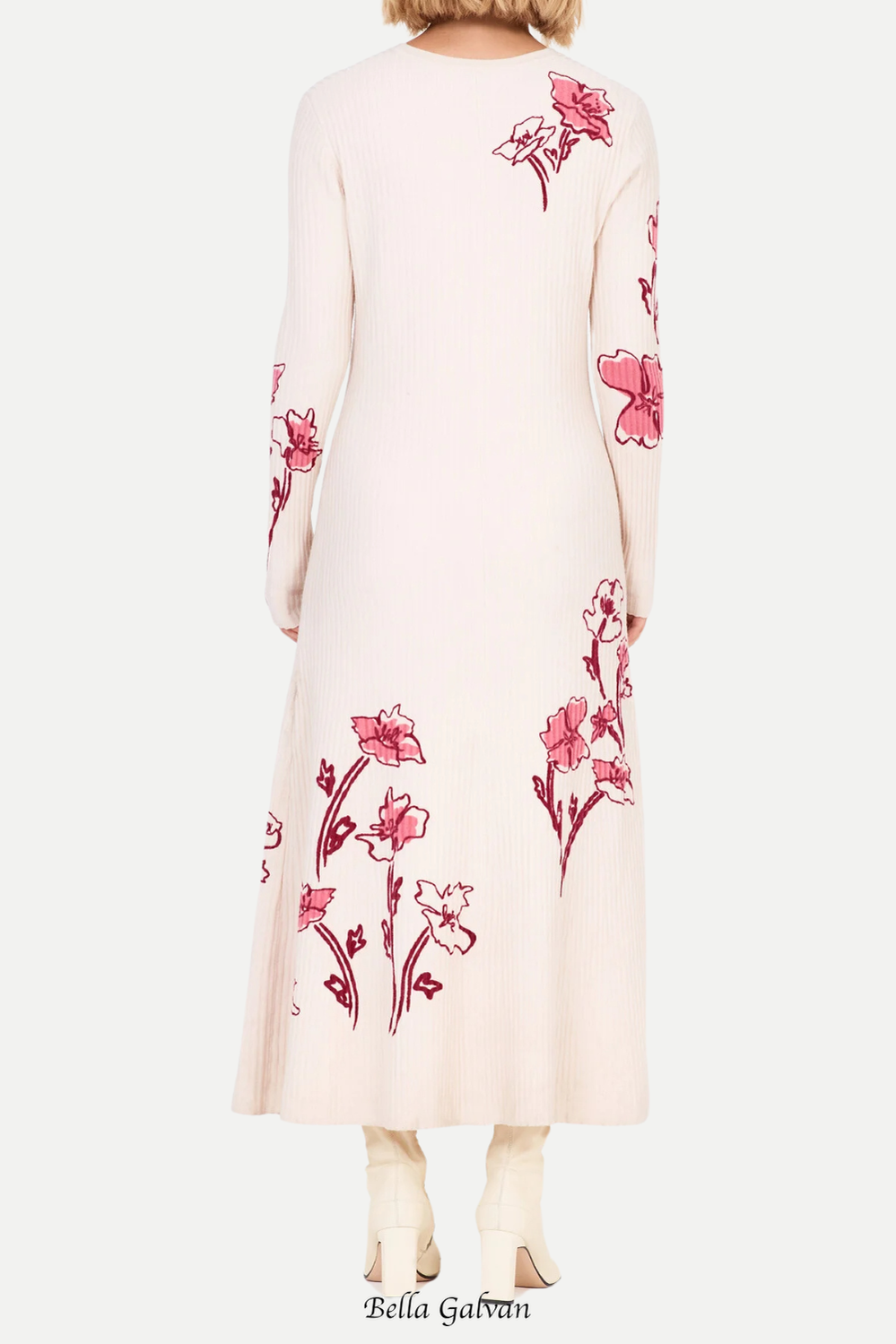 Flowering Girl Women odette stretch knit maxi dress in ecru multi