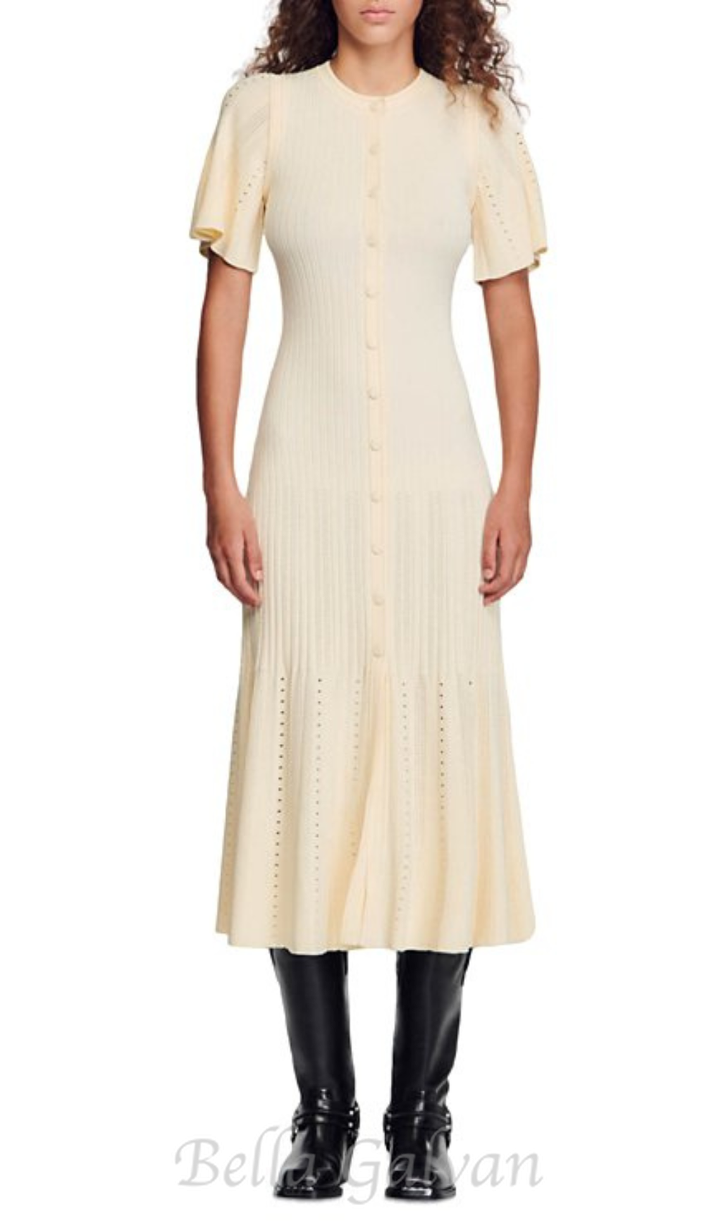 Flowering Girl Women Menia knit Midi Dress in beige