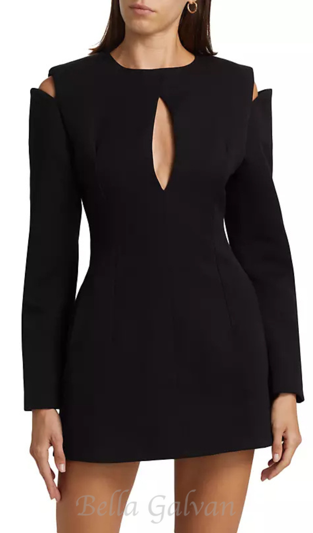 Flowering Girl Women Halston Cut-Out Cold-Shoulder Mini dress in black