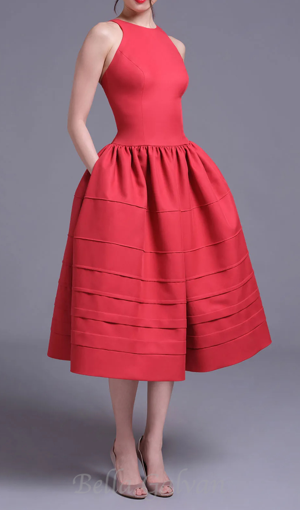 Flowering Girl Women Berry Bell-Shaped mini Dress in red